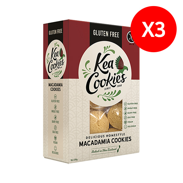 [케아] 뉴질랜드 전통 홈쿠킹 스타일 마카다미아 쿠키 250g X3