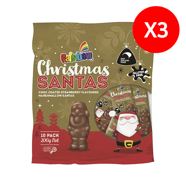 [레인보우] 크리스마스 산타 마쉬멜로우 초코코팅 10팩 200g X3